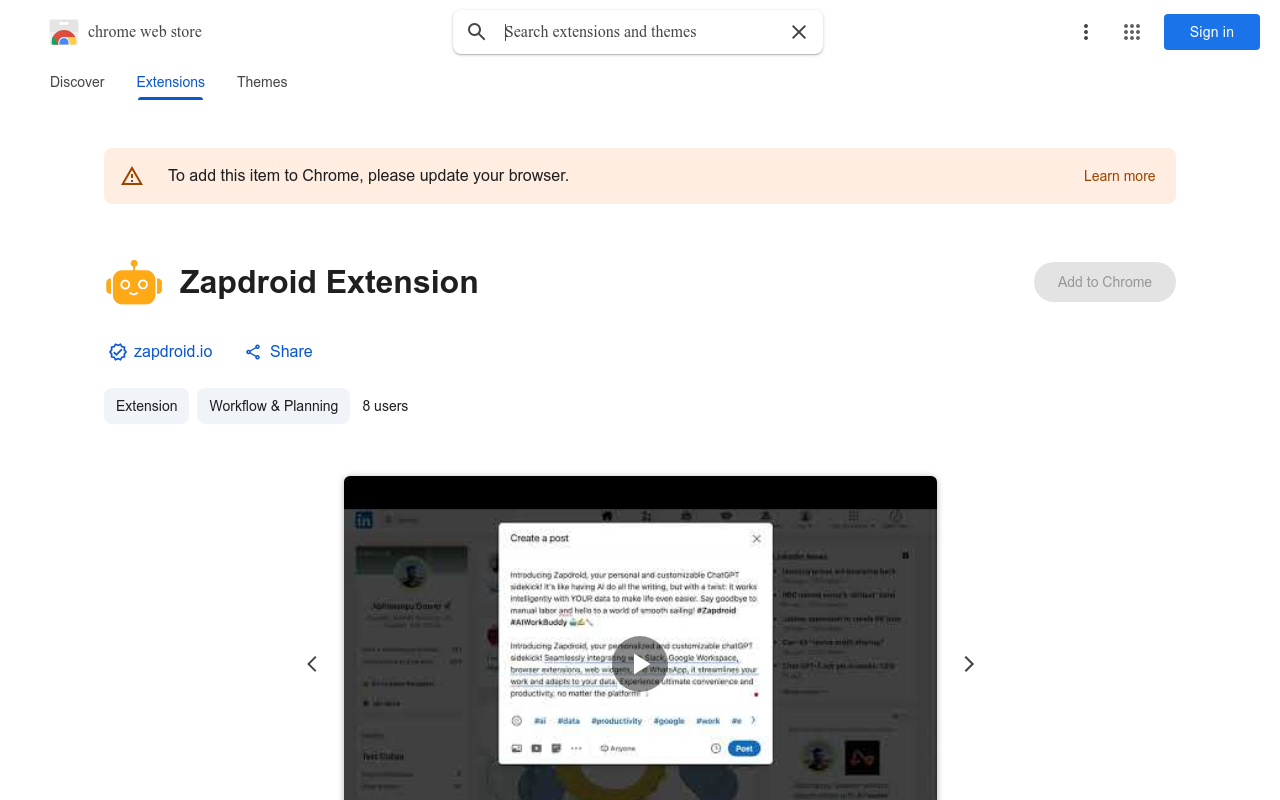 Zapdroid Extension
