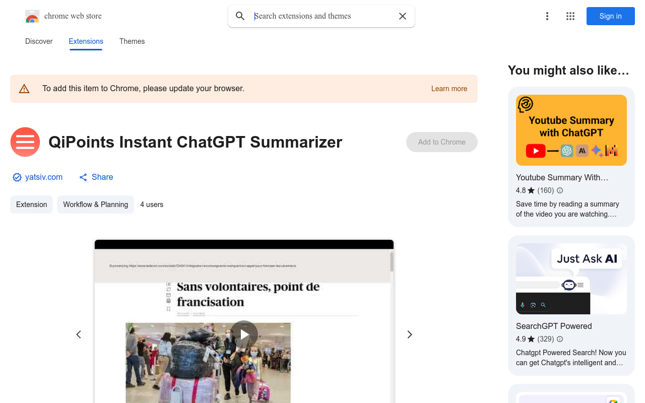 QiPoints Instant ChatGPT Summarizer