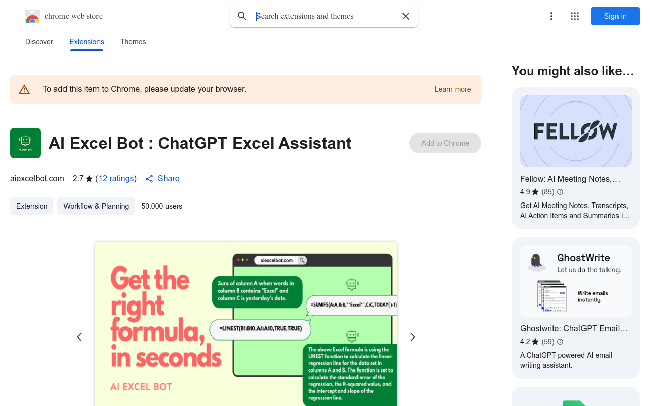 AI Excel Bot : ChatGPT Excel Assistant