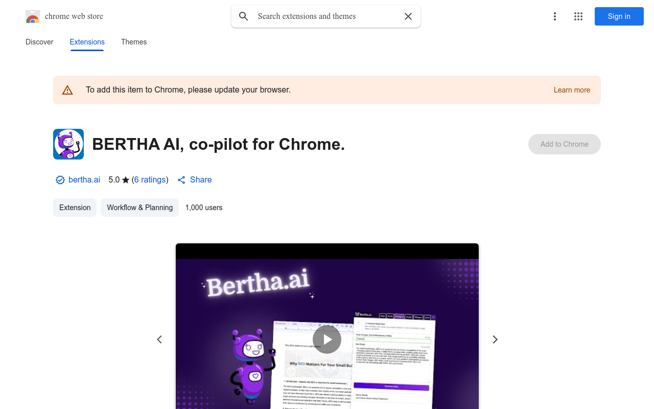 BERTHA AI, co-pilot for Chrome.