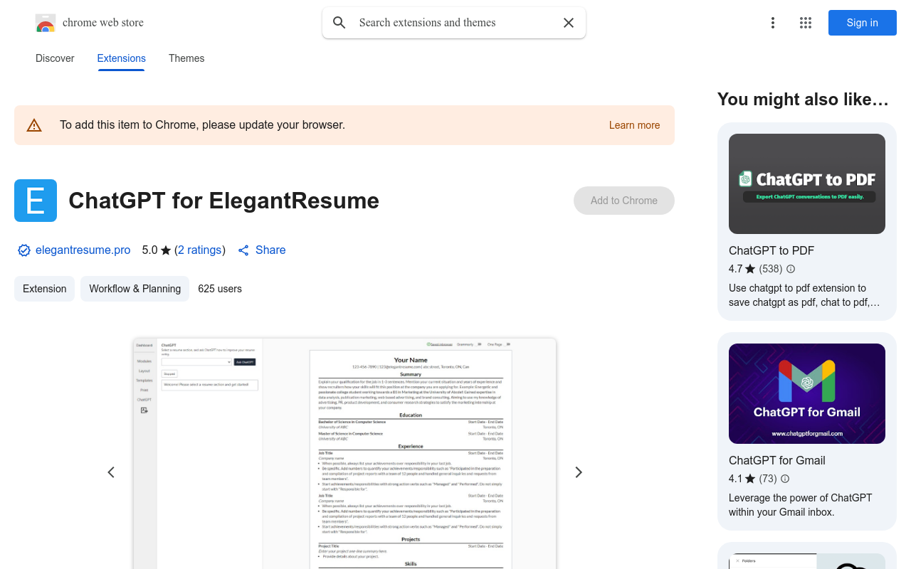 ChatGPT for ElegantResume