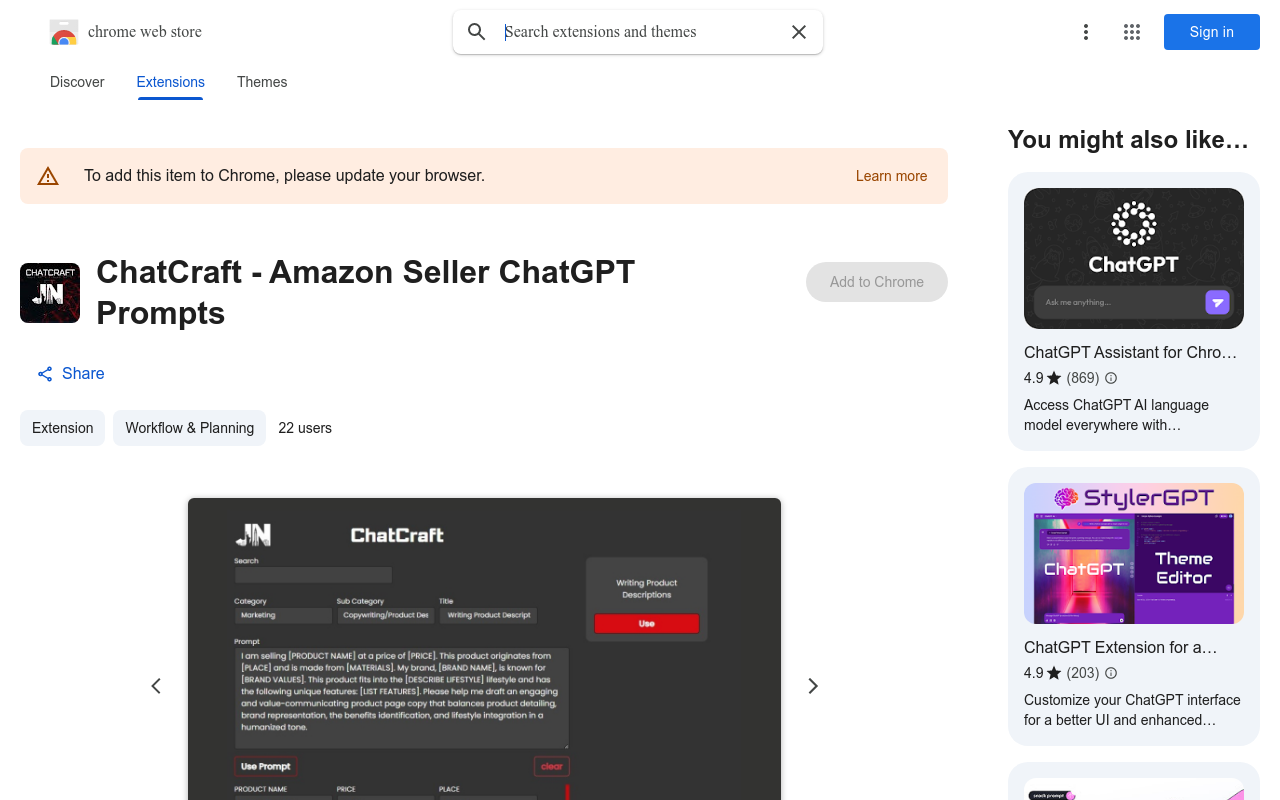 ChatCraft - Amazon Seller ChatGPT Prompts