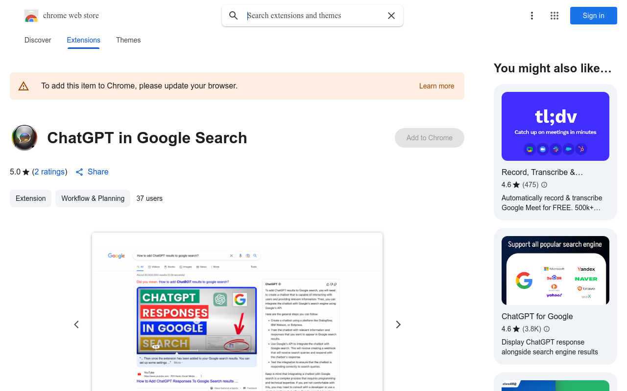 ChatGPT in Google Search