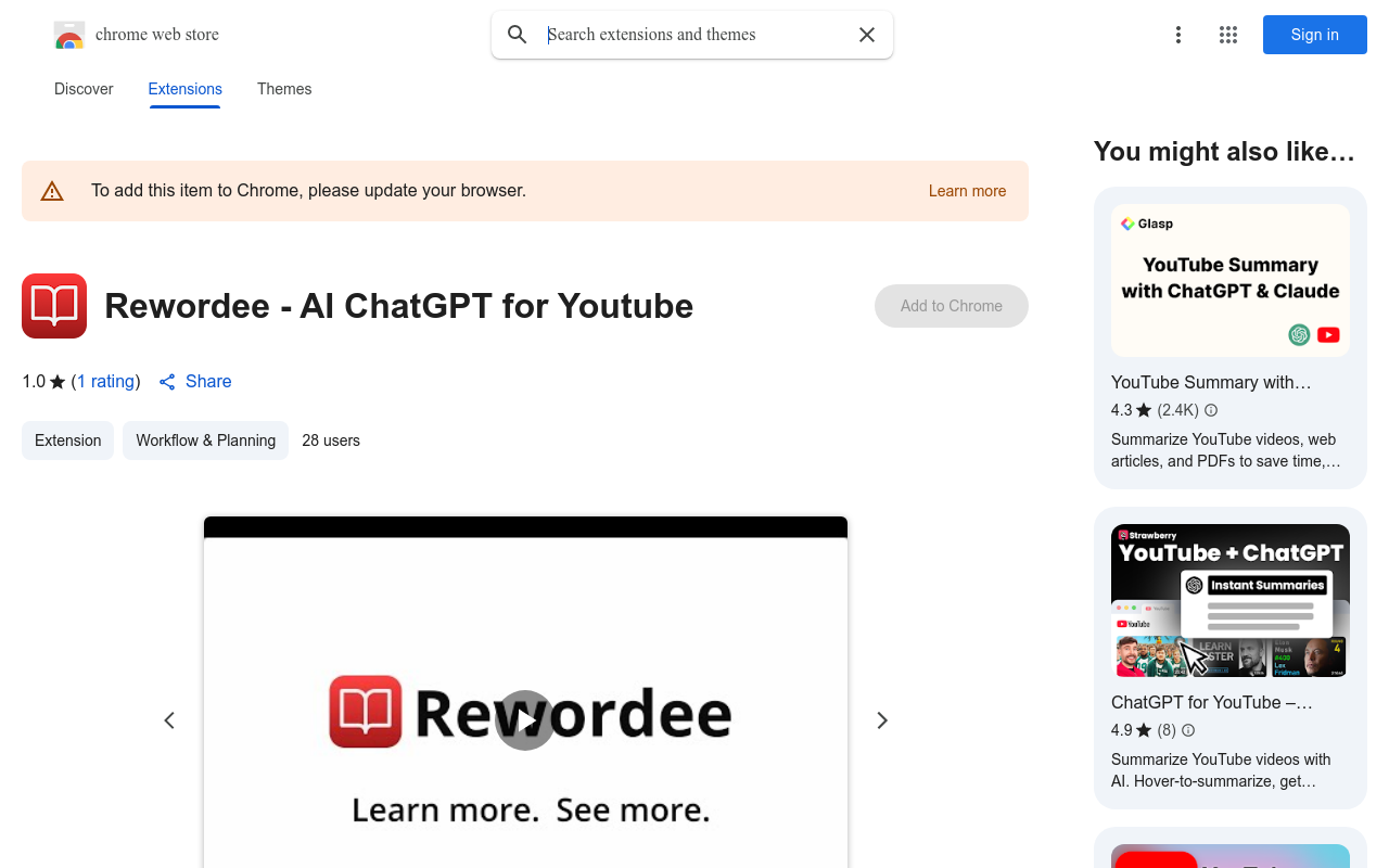 Rewordee - AI ChatGPT for Youtube