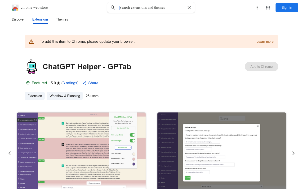 ChatGPT Helper - GPTab