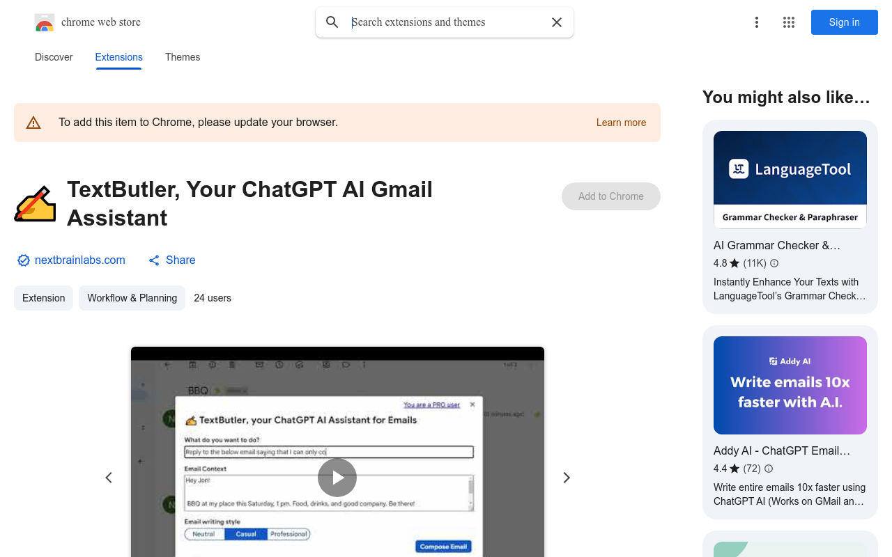 TextButler, Your ChatGPT AI Gmail Assistant