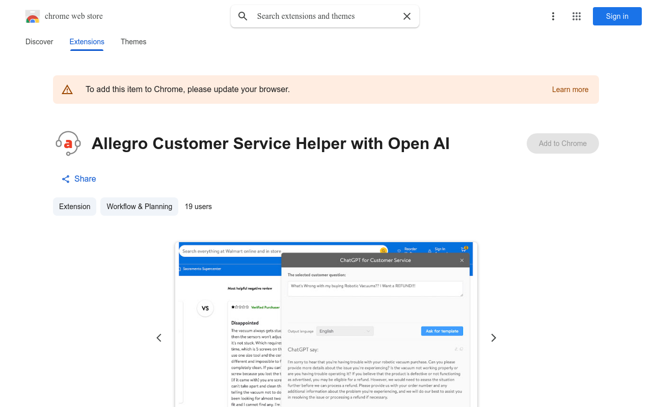 Allegro Customer Service Helper with Open AI