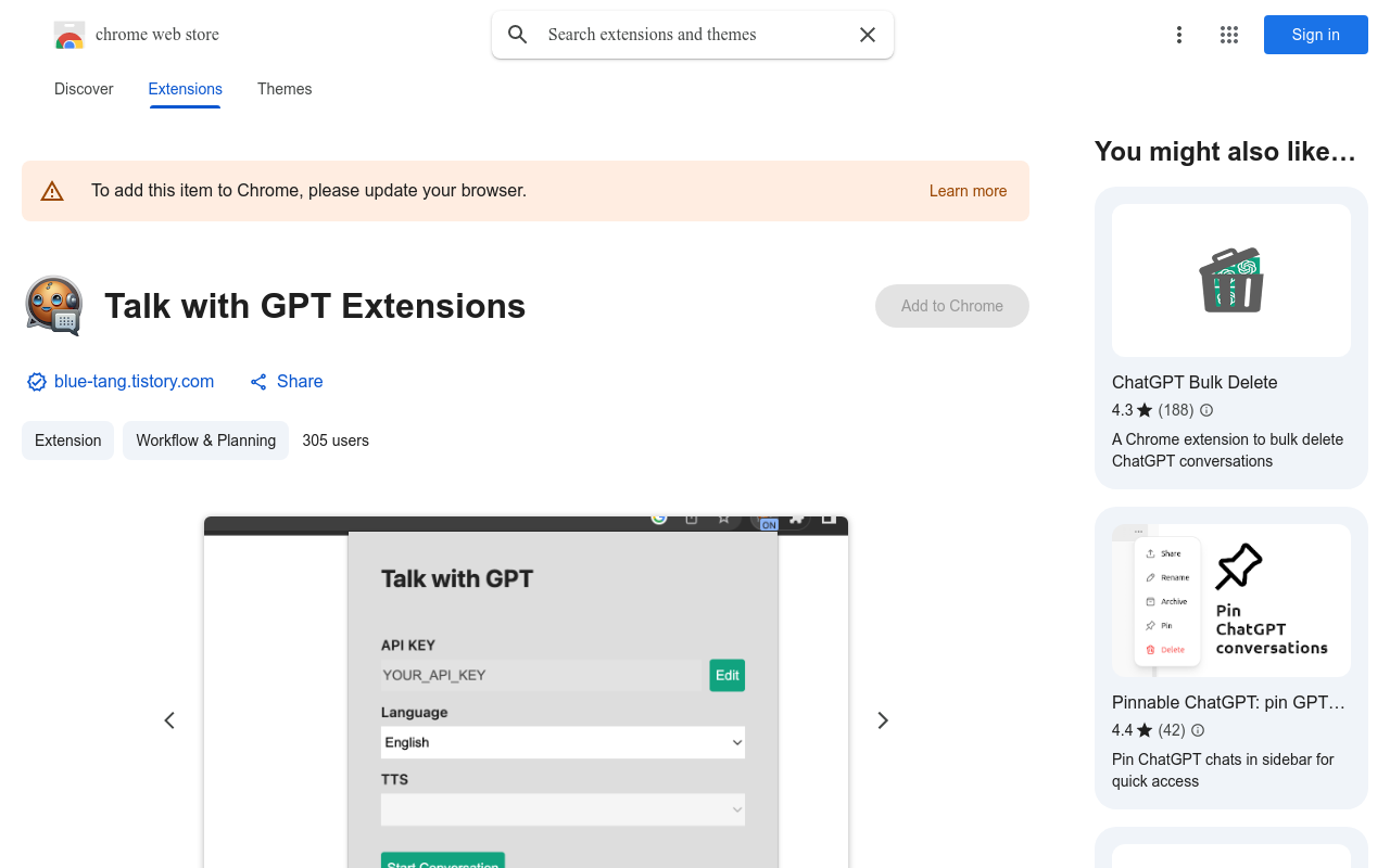 Talk with GPT Extensions