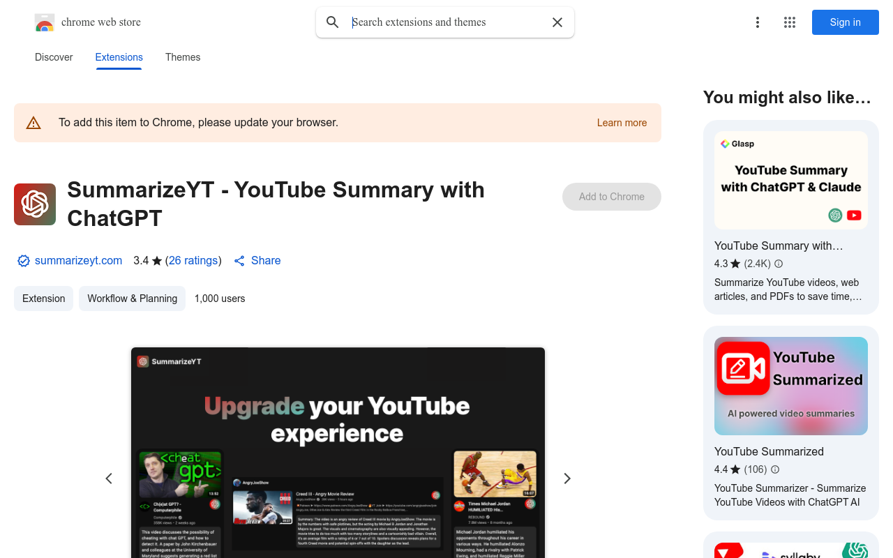 SummarizeYT - YouTube Summary with ChatGPT