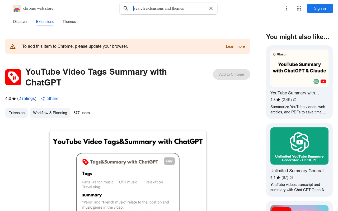 YouTube Video Tags Summary with ChatGPT