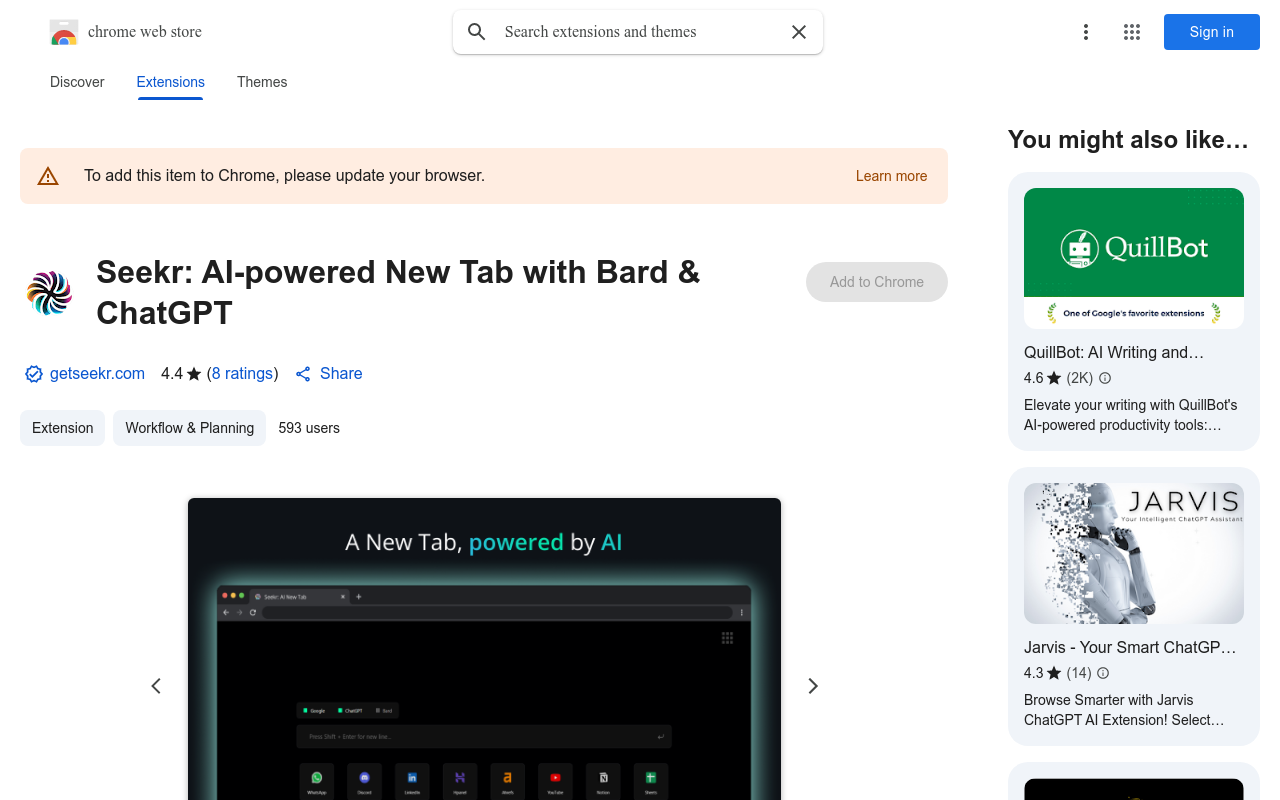Seekr: AI-powered New Tab with Bard & ChatGPT