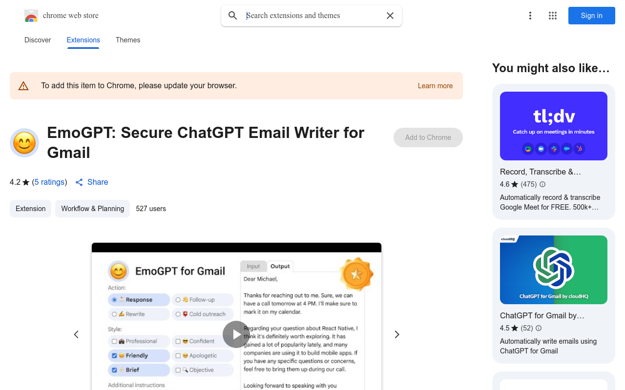 EmoGPT: Secure ChatGPT Email Writer for Gmail