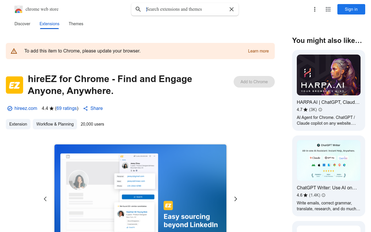 hireEZ for Chrome - Find and Engage Anyone, Anywhere.