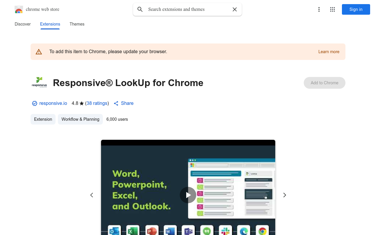 Responsive® LookUp for Chrome
