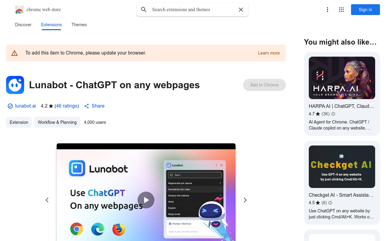 Lunabot - ChatGPT on any webpages
