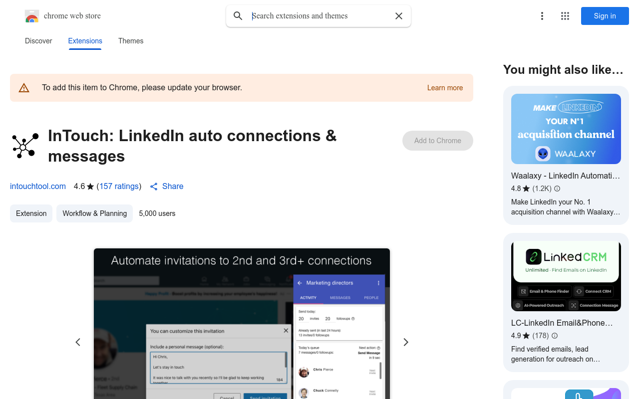 InTouch: LinkedIn auto connections & messages