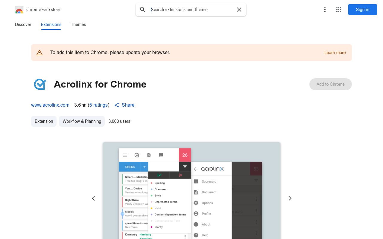 Acrolinx for Chrome