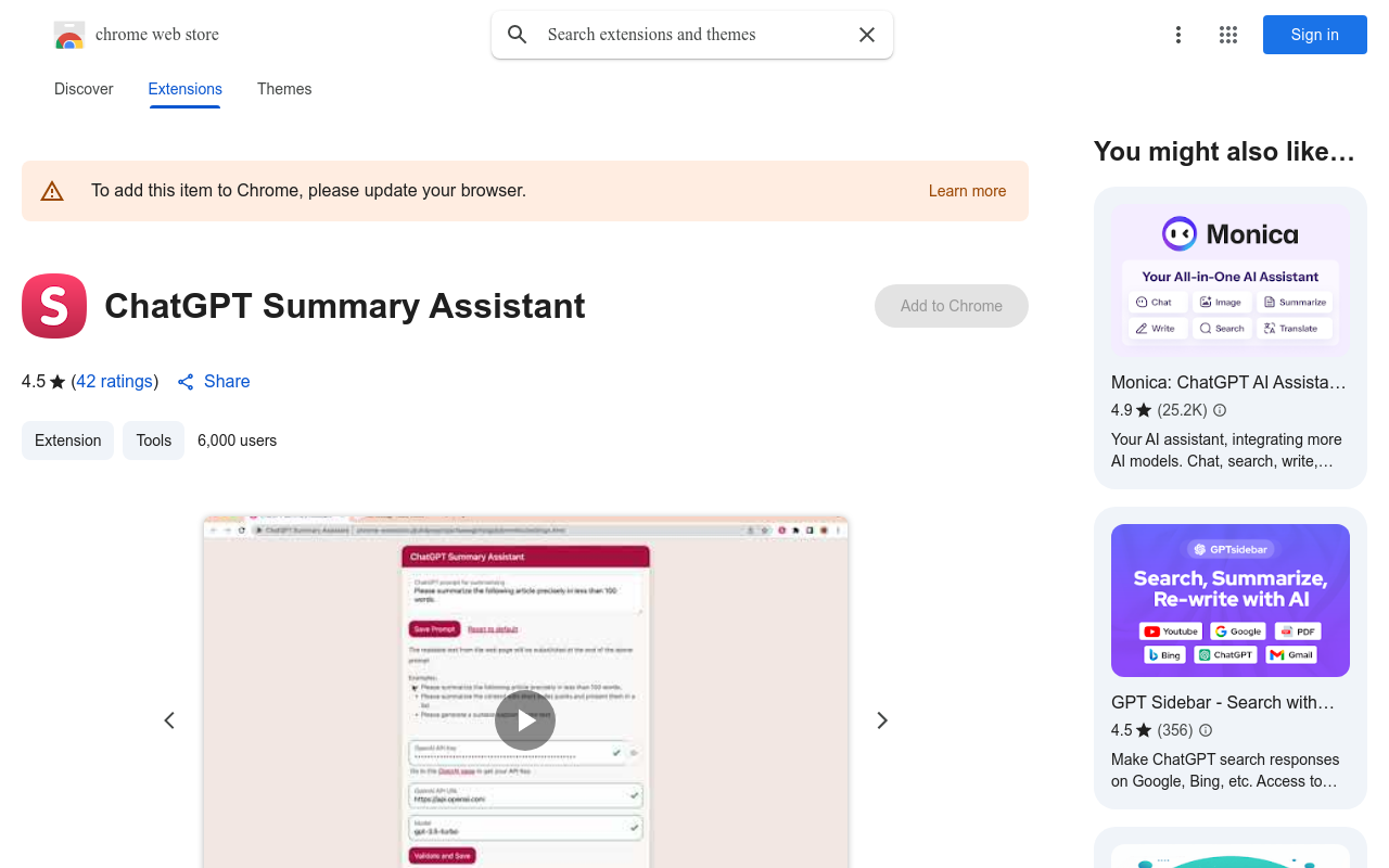 ChatGPT Summary Assistant
