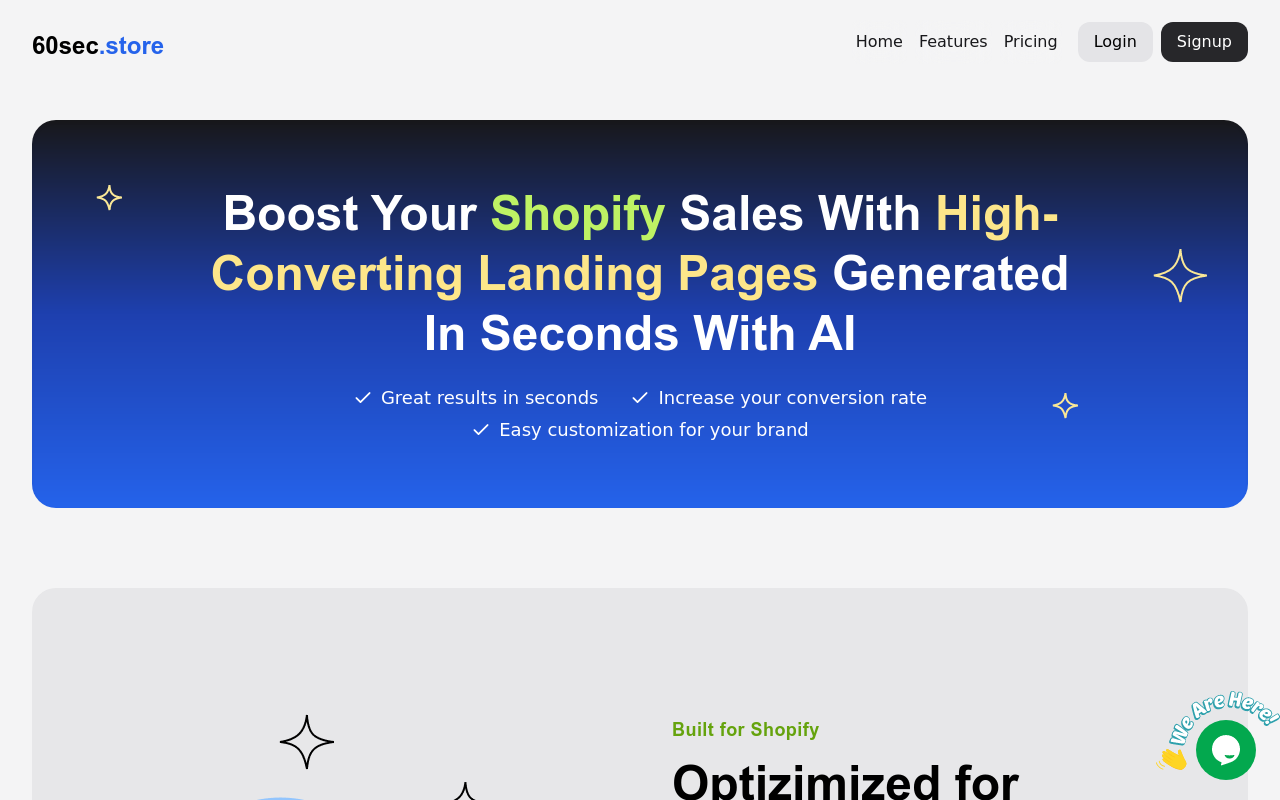 60sec.store: AI Landing Pages 4 Shopify