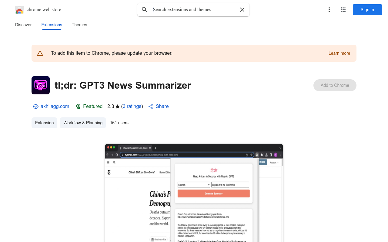 tl;dr: GPT3 News Summarizer