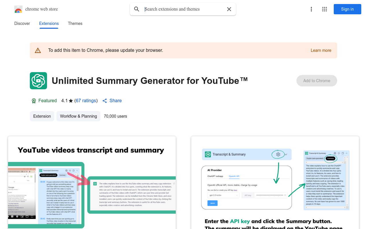 Unlimited Summary Generator for YouTube™