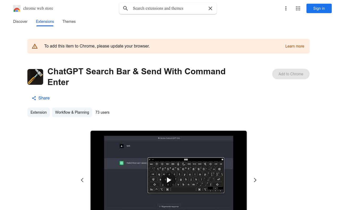 ChatGPT Search Bar & Send With Command Enter