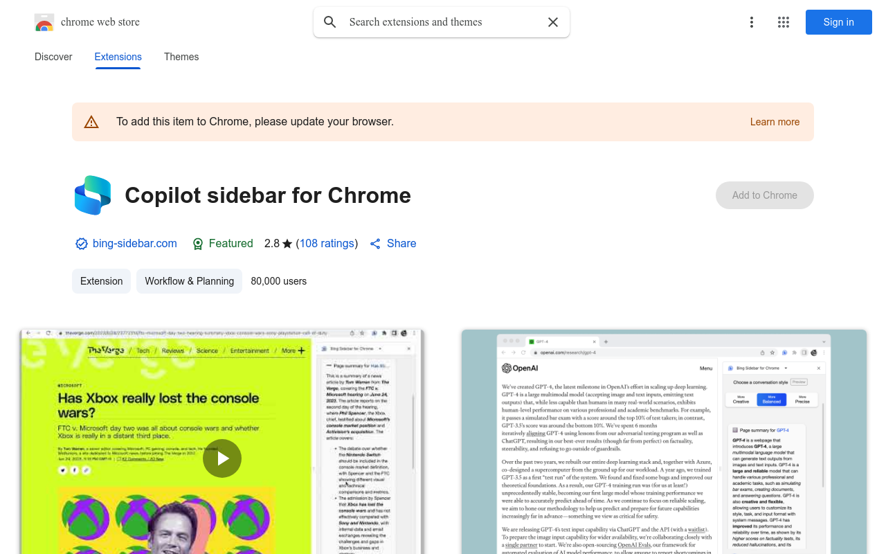 Copilot sidebar for Chrome