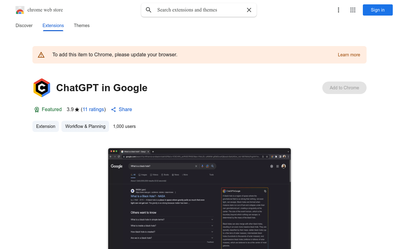 ChatGPT in Google