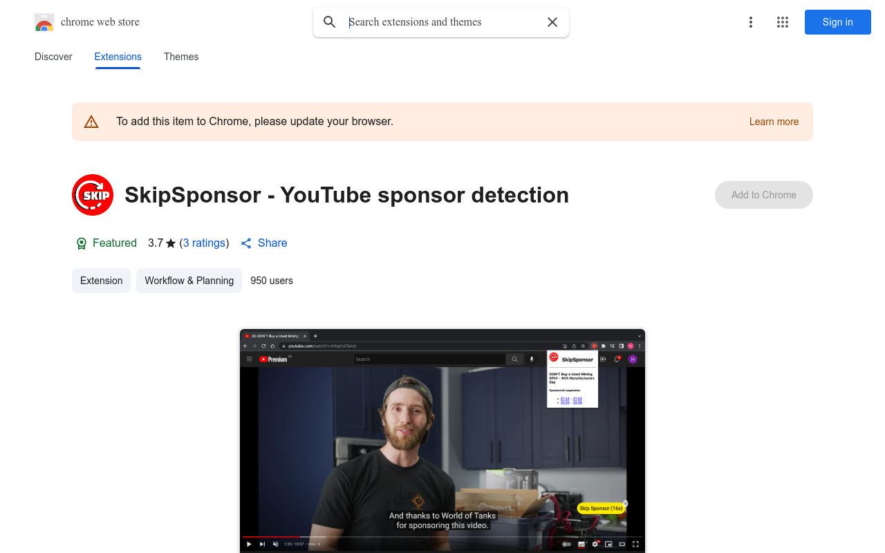SkipSponsor - YouTube sponsor detection