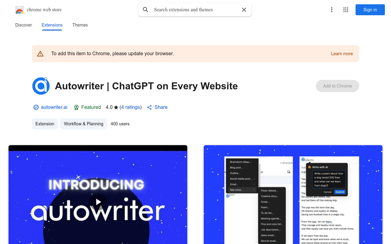 Autowriter | ChatGPT on Every Website