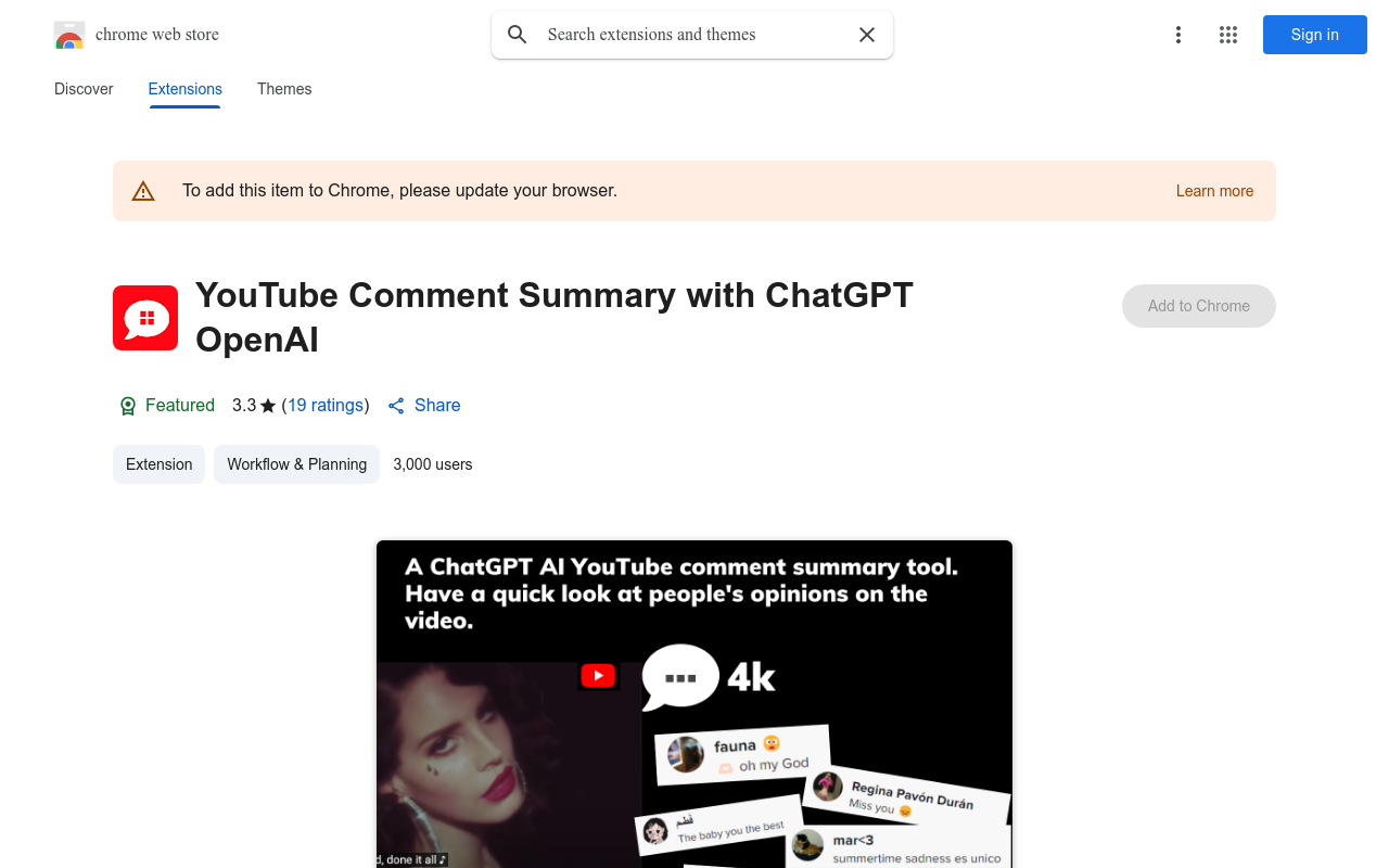 YouTube Comment Summary with ChatGPT OpenAI