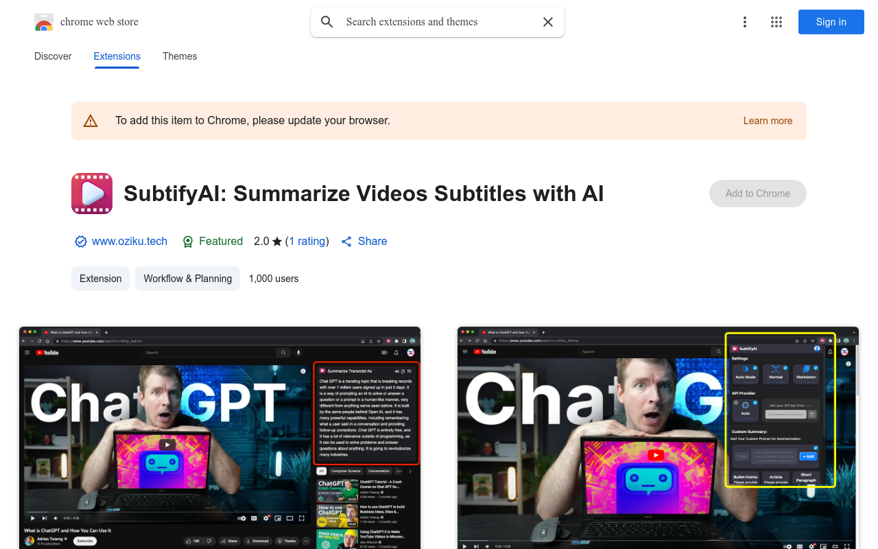 SubtifyAI: Summarize Videos Subtitles with AI