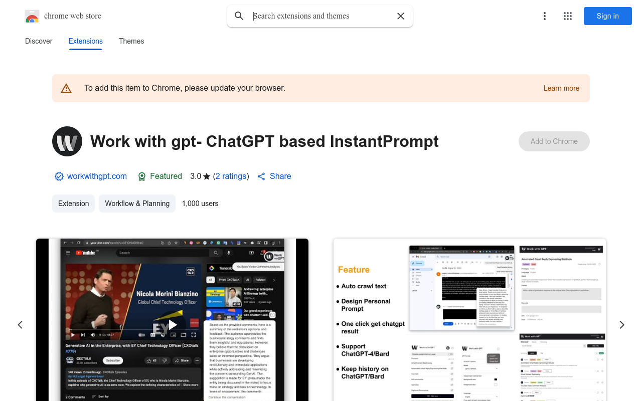Work with gpt- ChatGPT based InstantPrompt