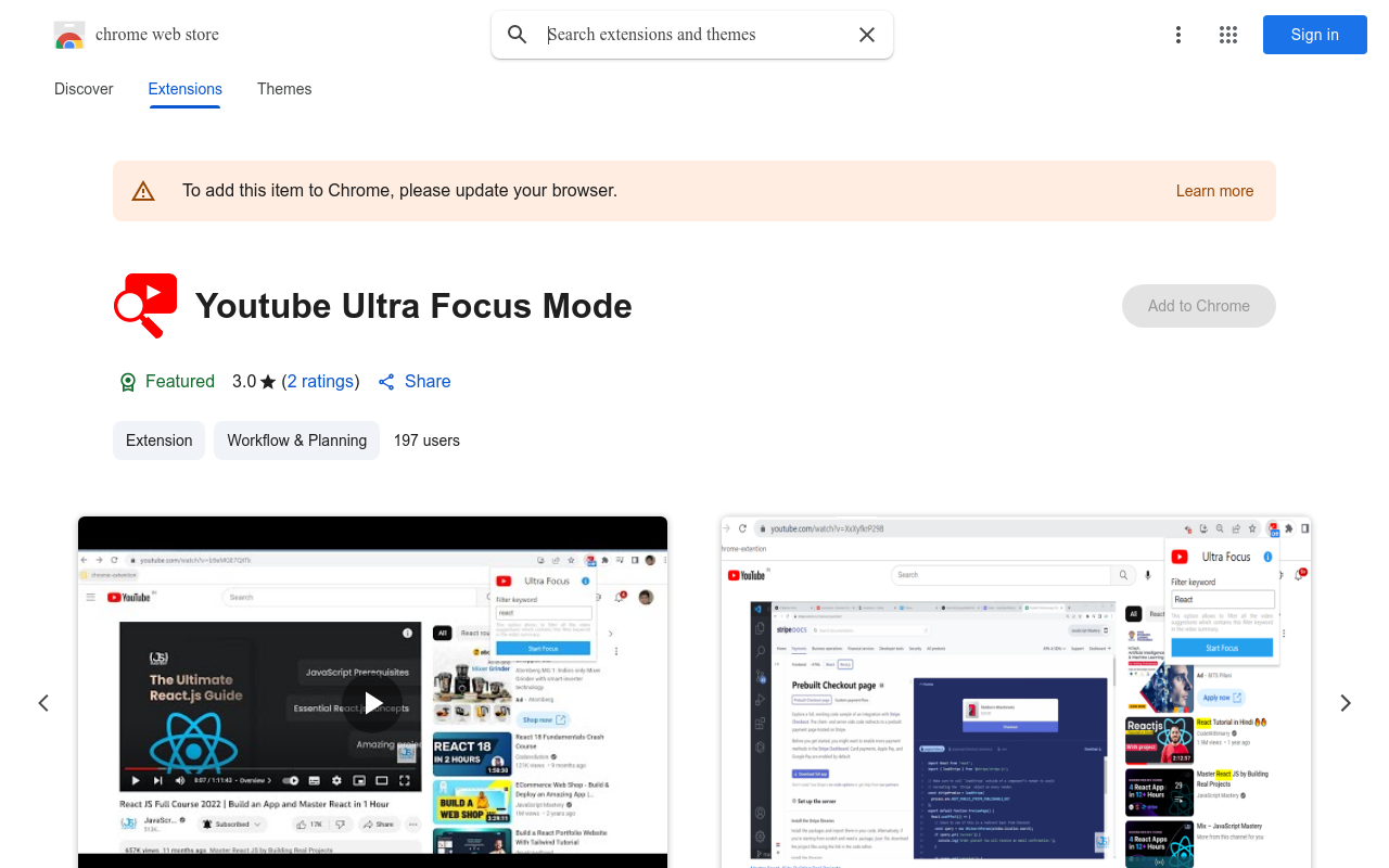 Youtube Ultra Focus Mode