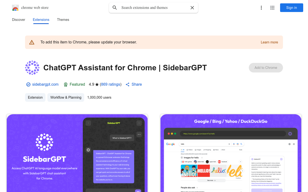 ChatGPT Assistant for Chrome | SidebarGPT
