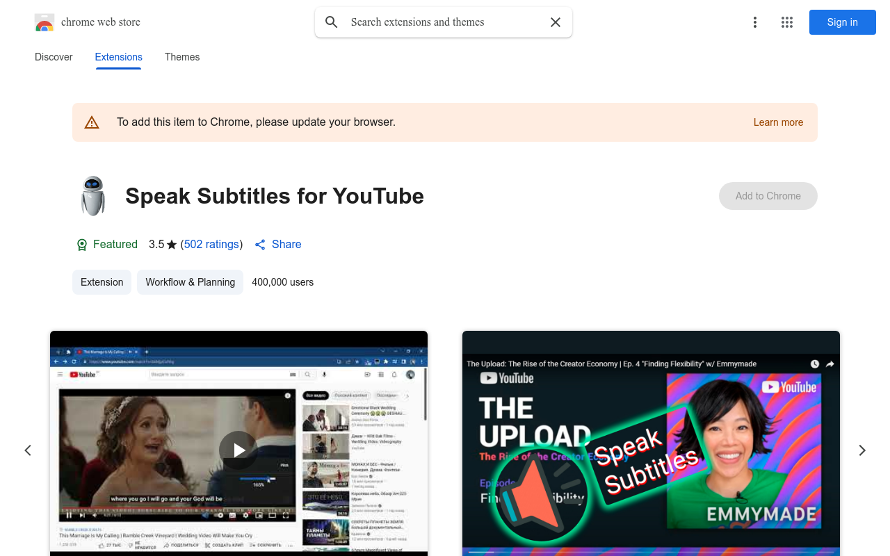 Speak Subtitles for YouTube