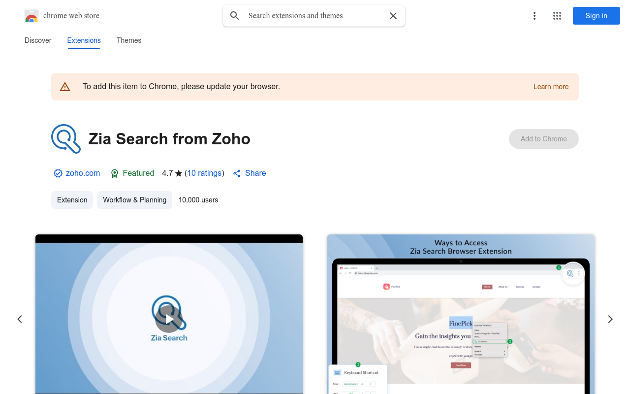Zia Search from Zoho