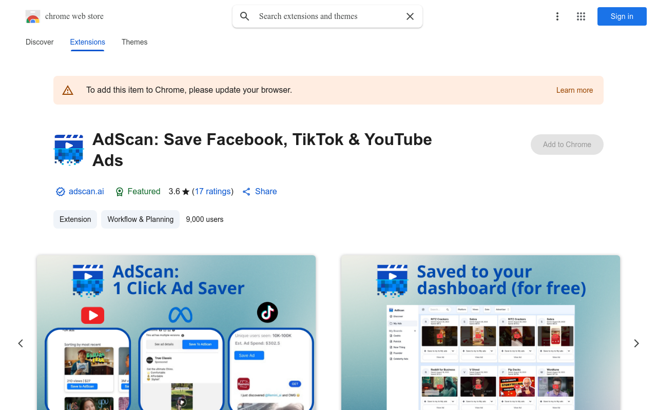 AdScan: Save Facebook, TikTok & YouTube Ads
