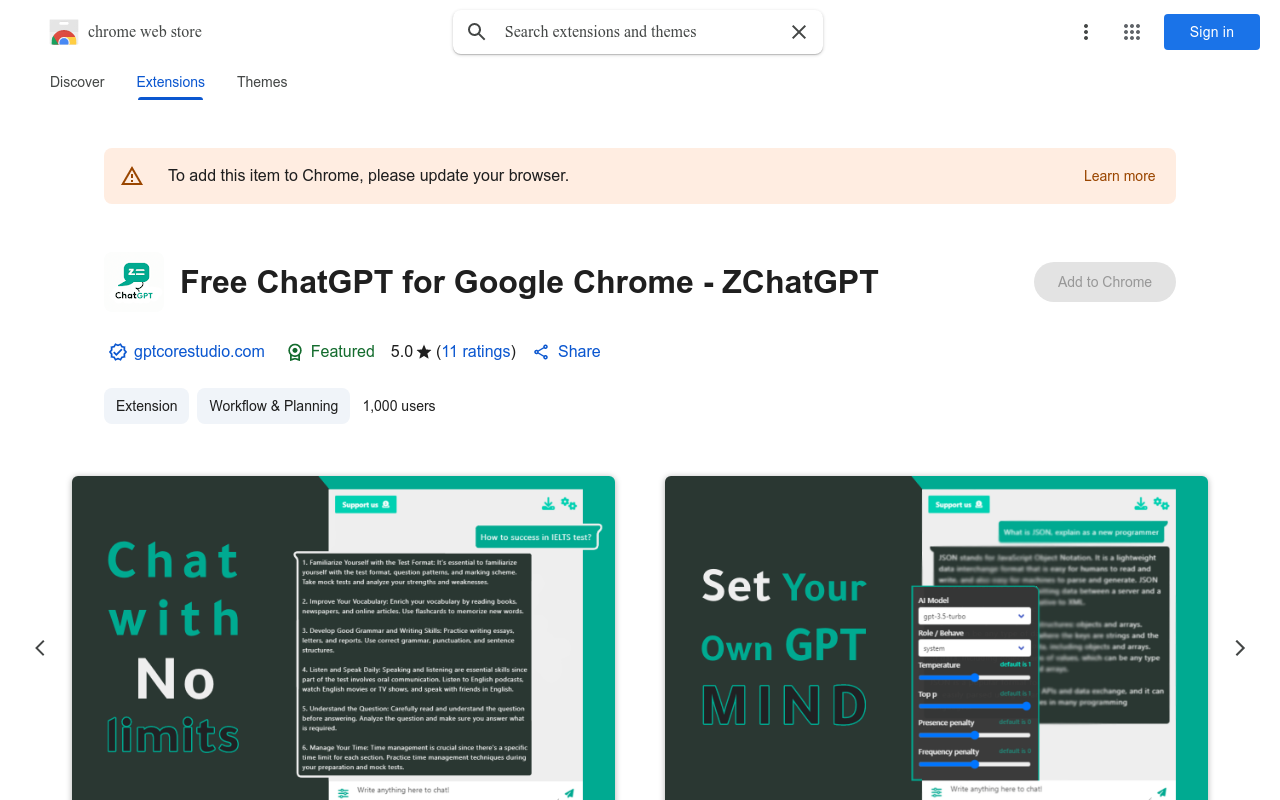 Free ChatGPT for Google Chrome - ZChatGPT