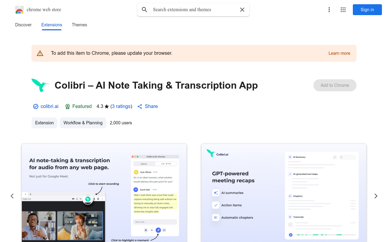 Colibri – AI Note Taking & Transcription App