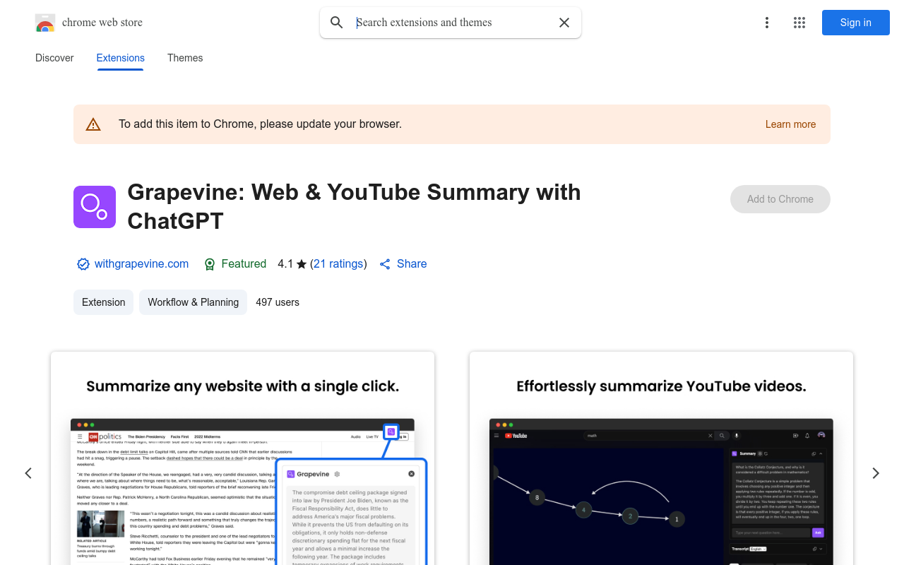 Grapevine: Web & YouTube Summary with ChatGPT