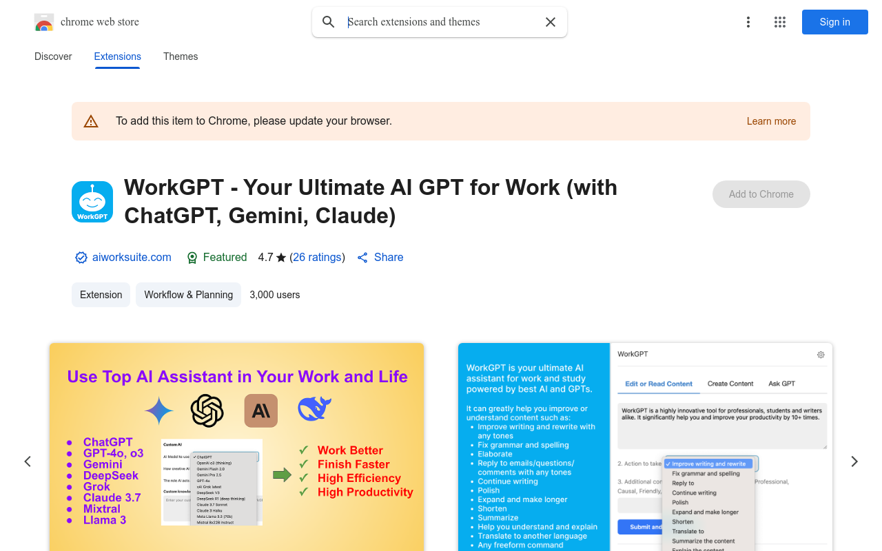 WorkGPT - Your Ultimate AI GPT for Work (with ChatGPT, Gemini, Claude)