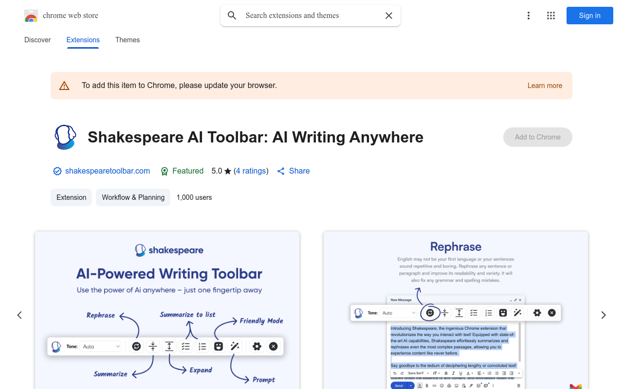 Shakespeare AI Toolbar: AI Writing Anywhere