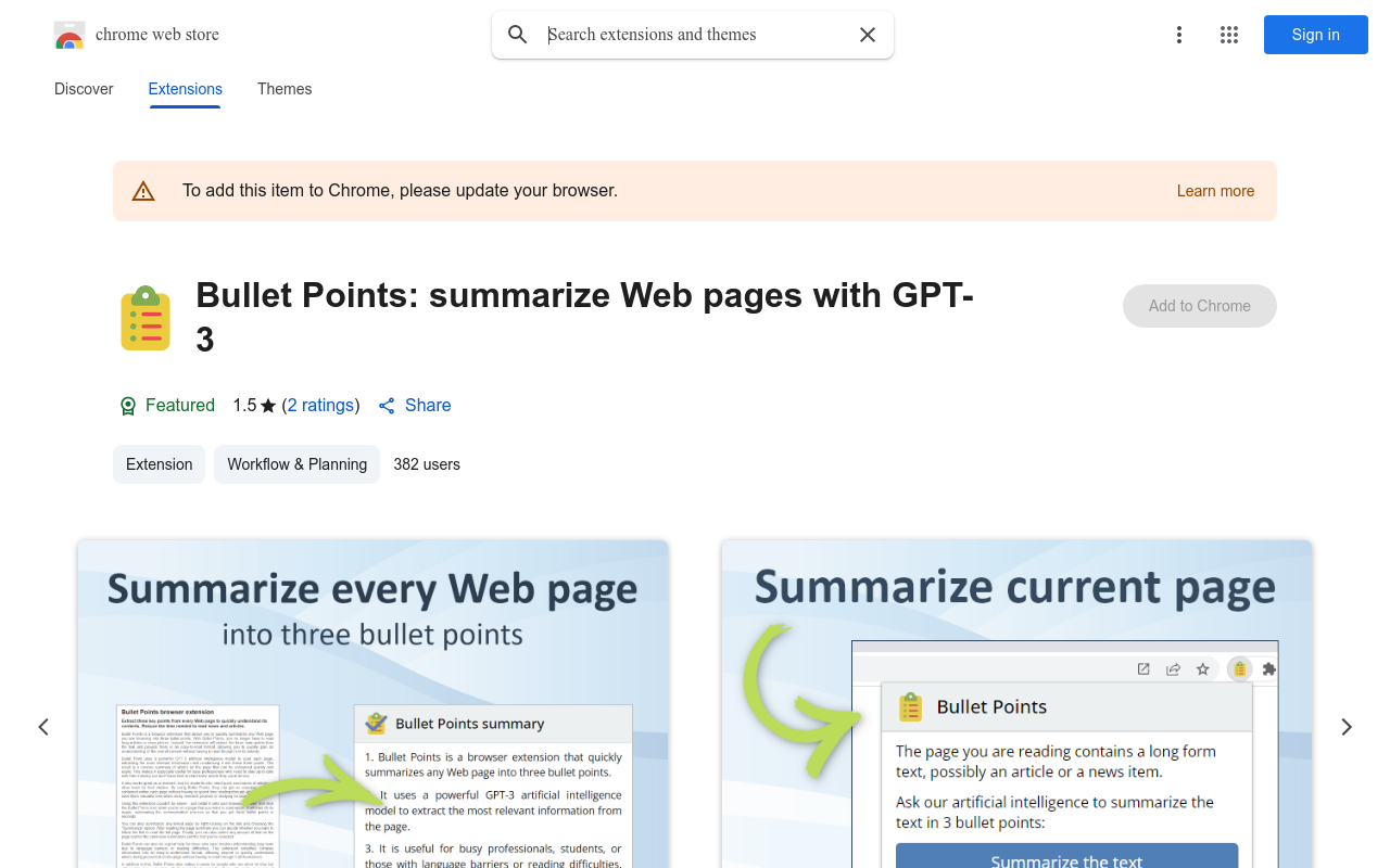 Bullet Points: summarize Web pages with GPT-3