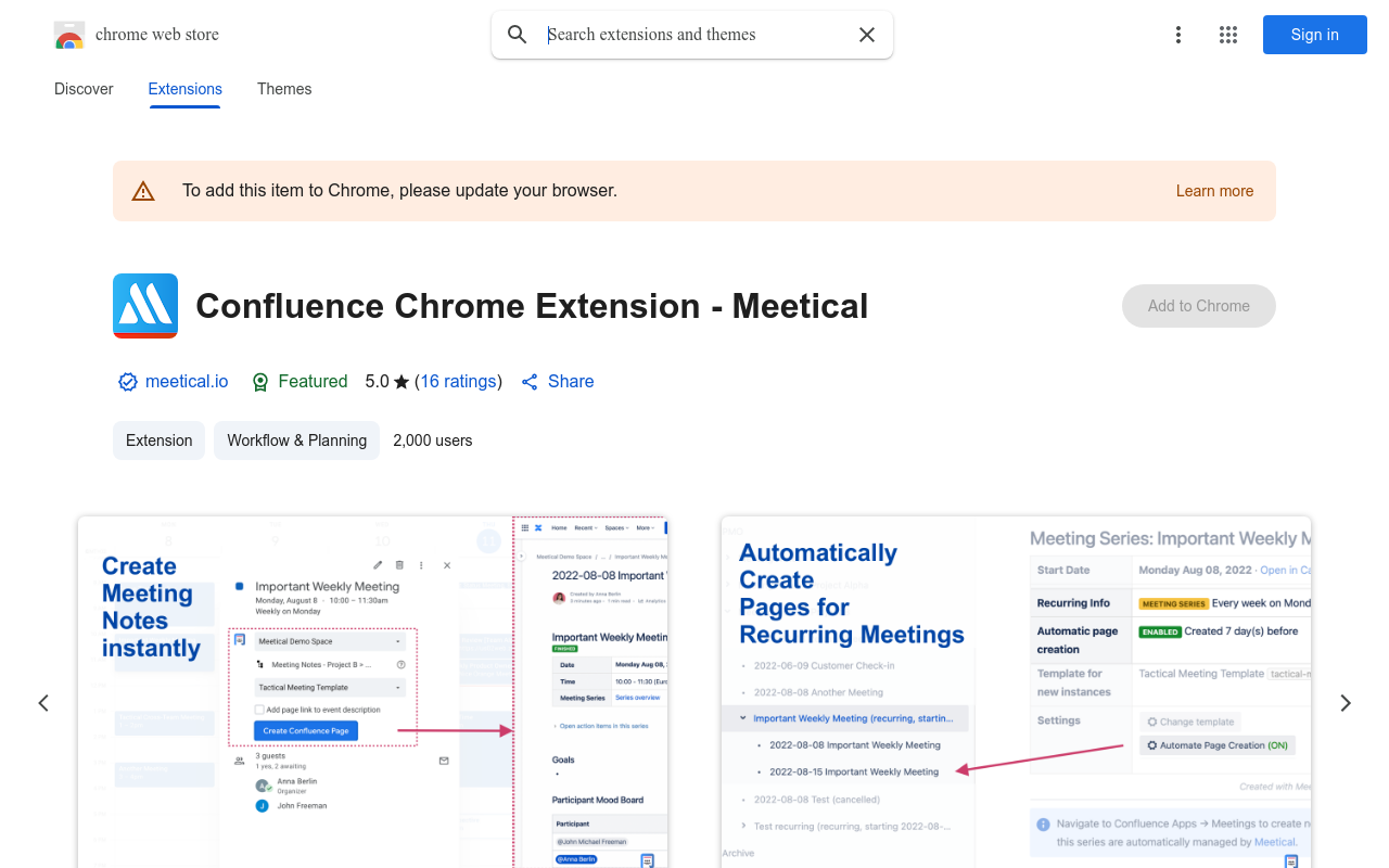 Confluence Chrome Extension - Meetical