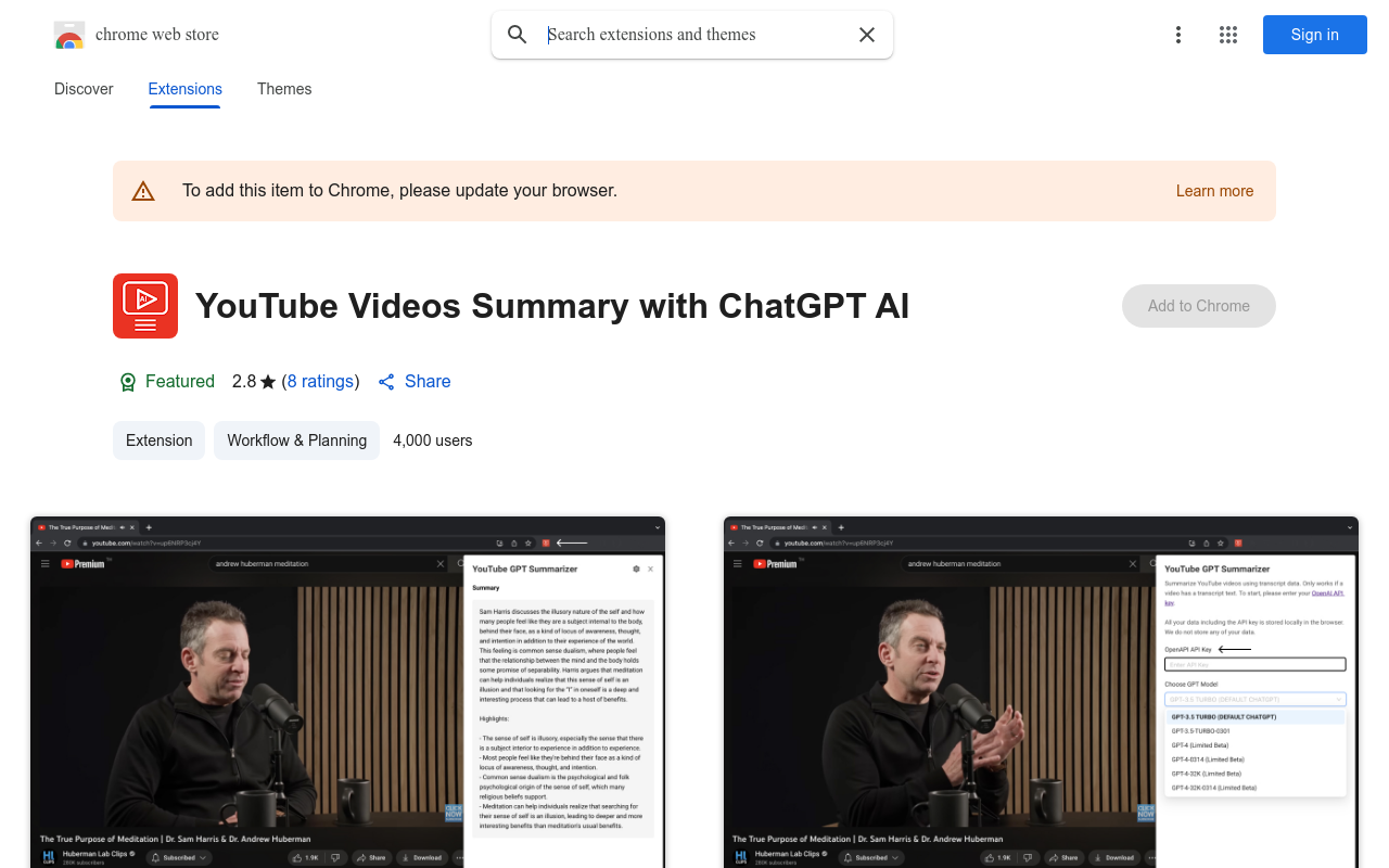 YouTube Videos Summary with ChatGPT AI