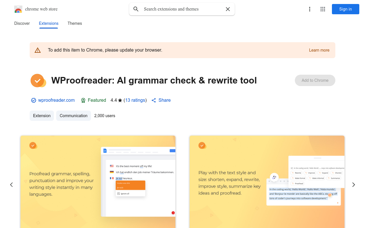 WProofreader Secure Grammar Checker
