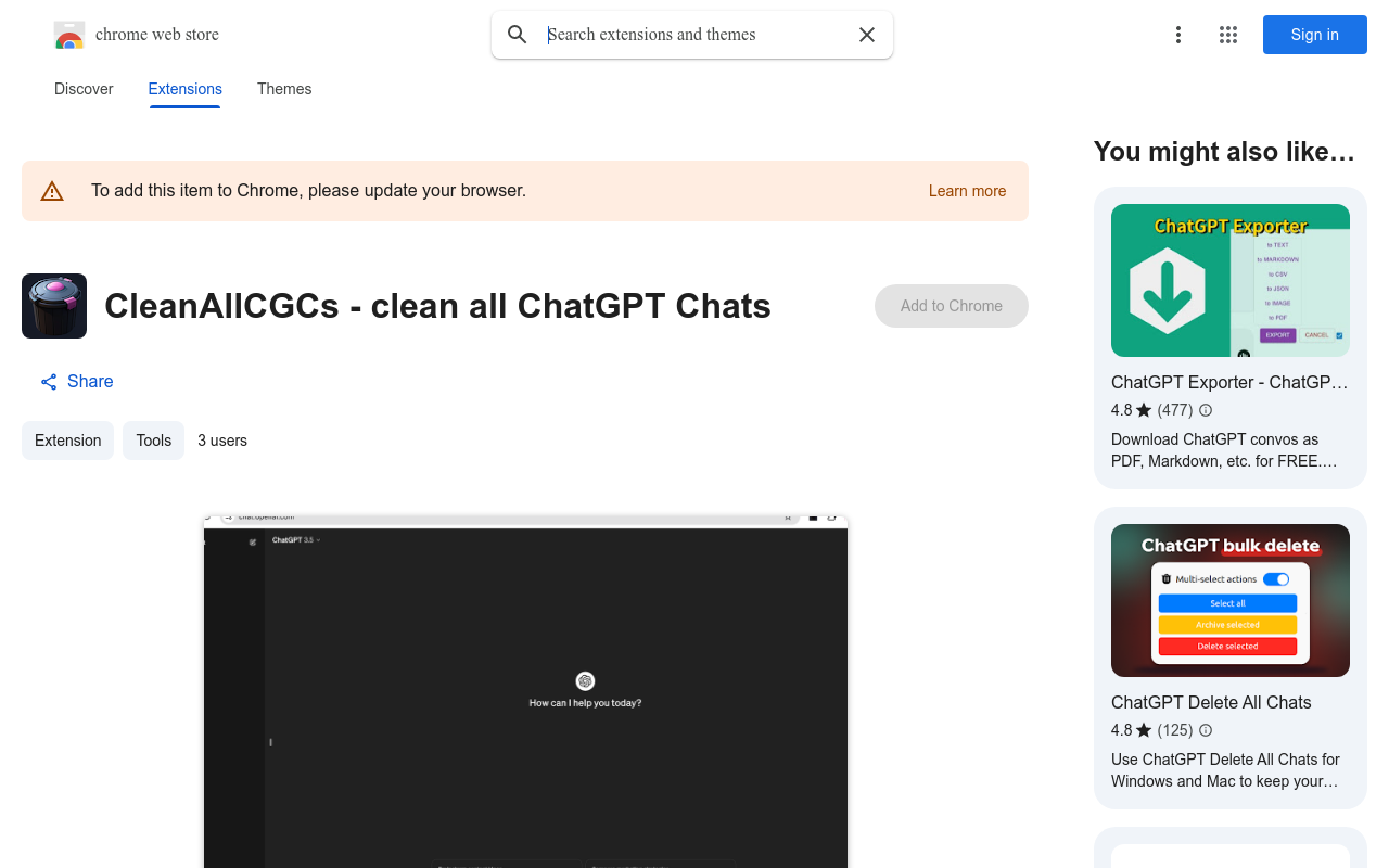 CleanAllCGCs - clean all ChatGPT Chats