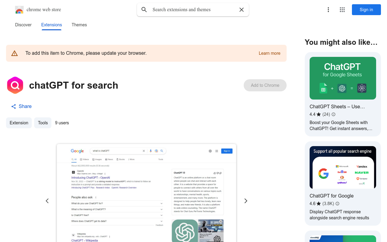 chatGPT for search