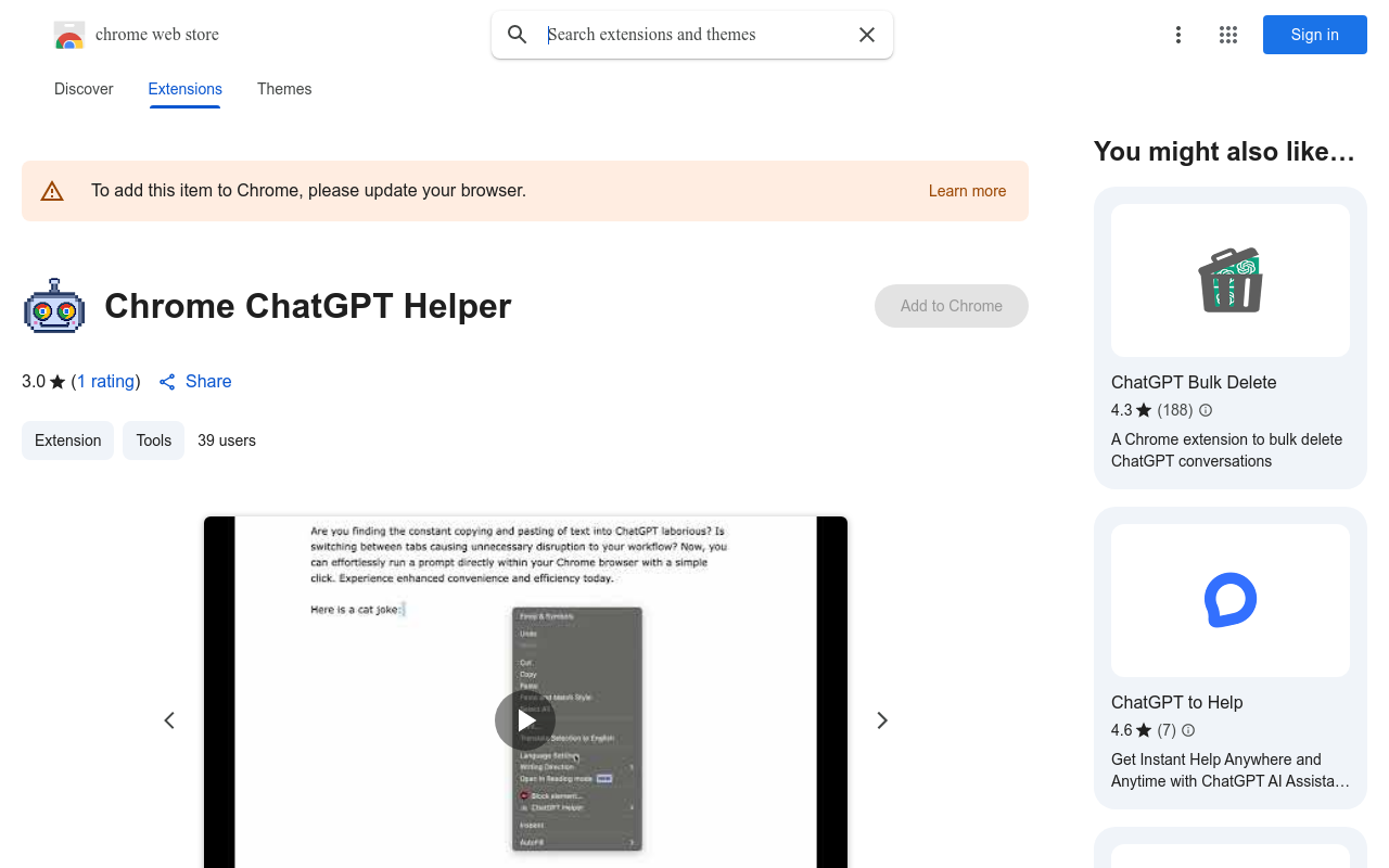 Chrome ChatGPT Helper